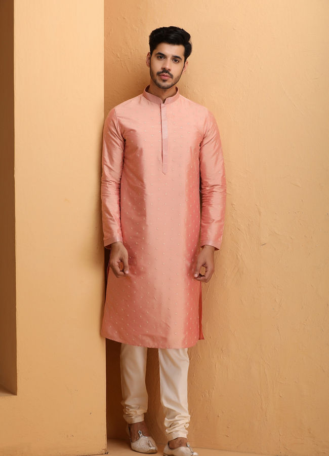 Pastel Pink Kurta With Embroidery Work image number 0